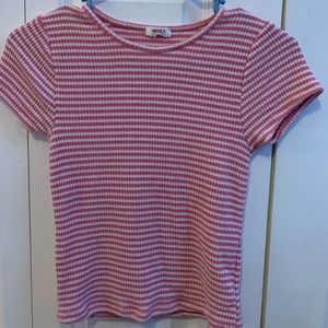 pink and white striped shirt